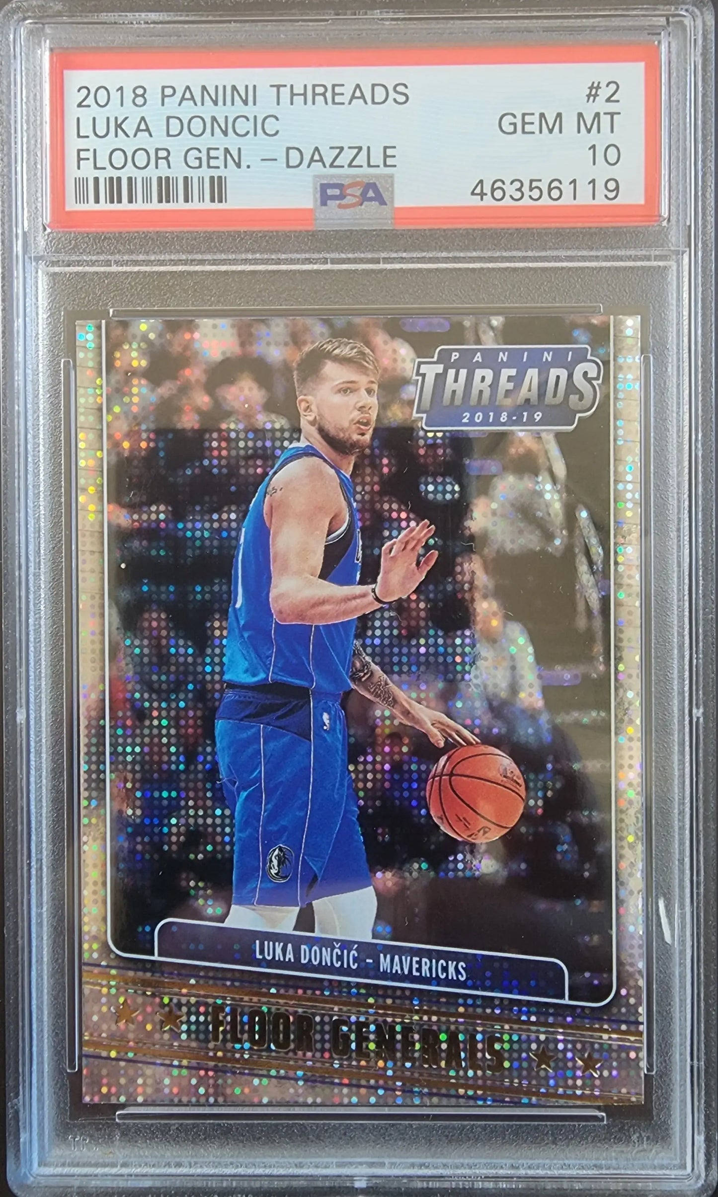 Luka Doncic 2018 Panini Threads Floor Generals Dazzle PSA 10 Gem Mint basketball card