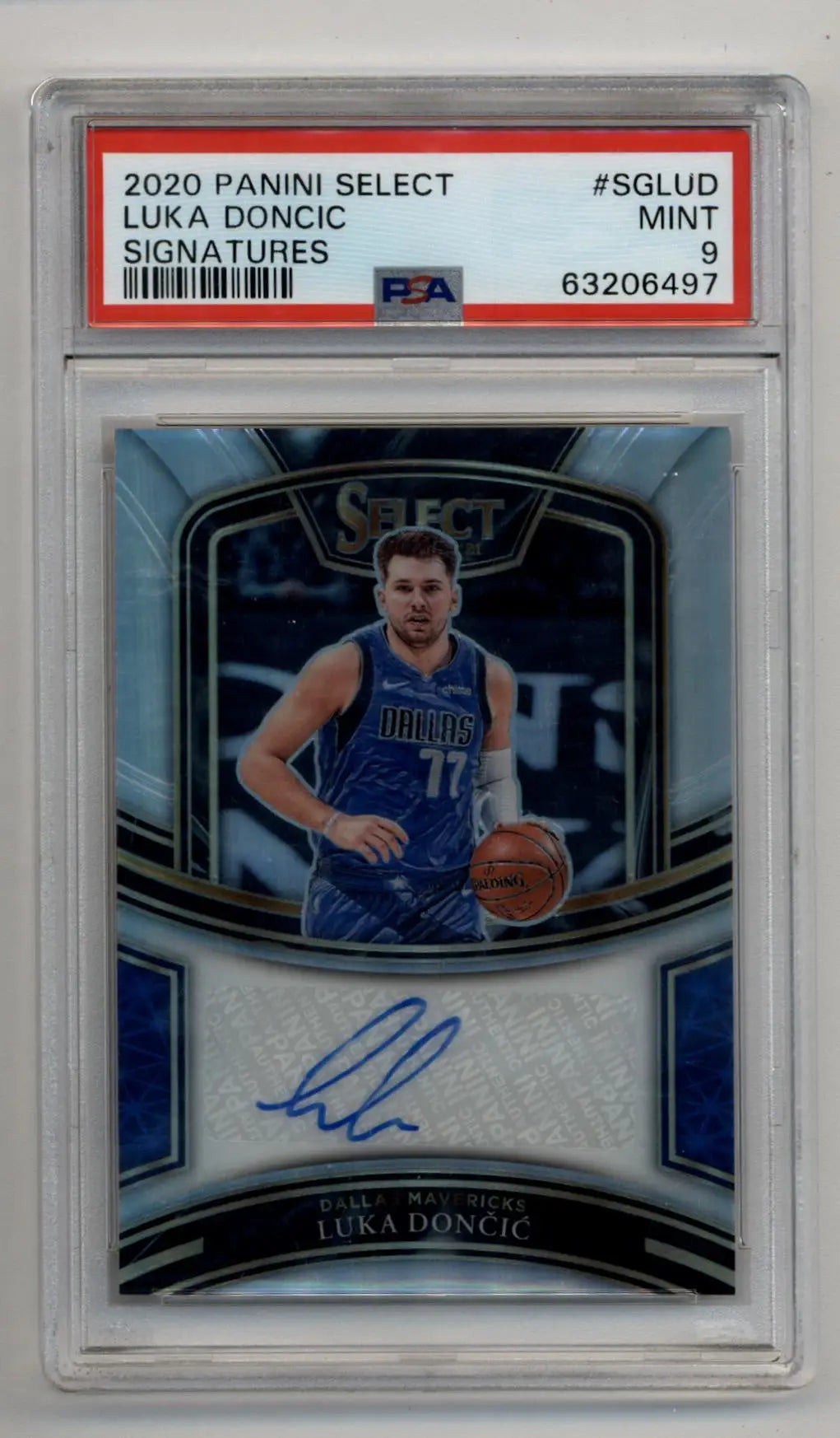 Luka Doncic 2020-21 Select Signatures trading card 32/49 PSA 9 Mint with autograph