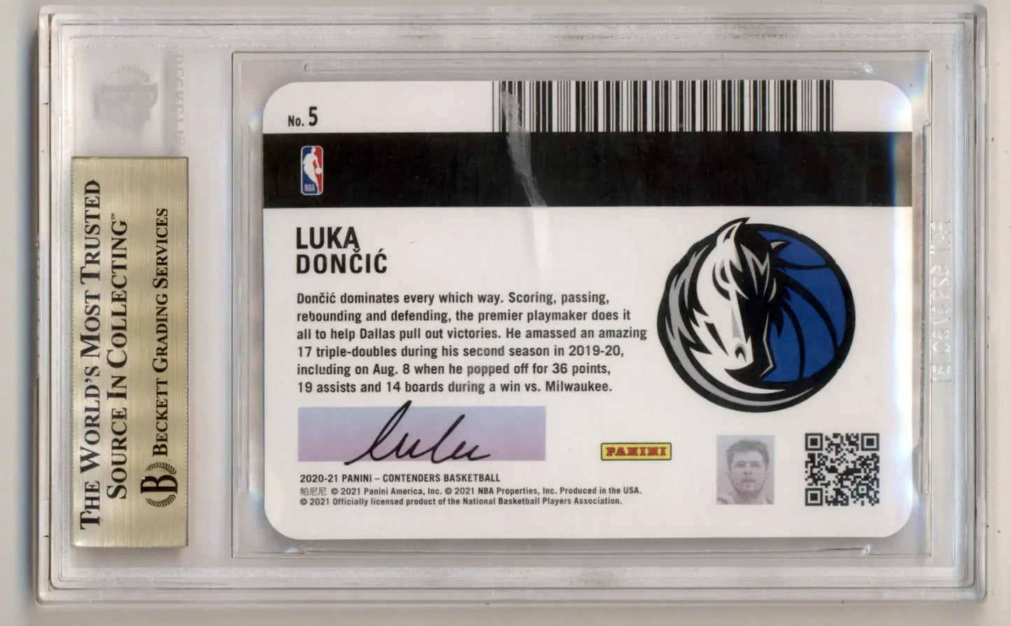 Graded Luka Doncic Panini Contenders License to Dominate card BGS 9.5 Gem Mint