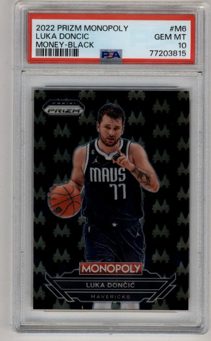 Luka Doncic 2022-23 Prizm Monopoly Money Black PSA 10 Gem Mint basketball card