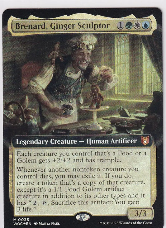 Magic Commander Ginger Sculptor card featuring extended art of a sculptor working