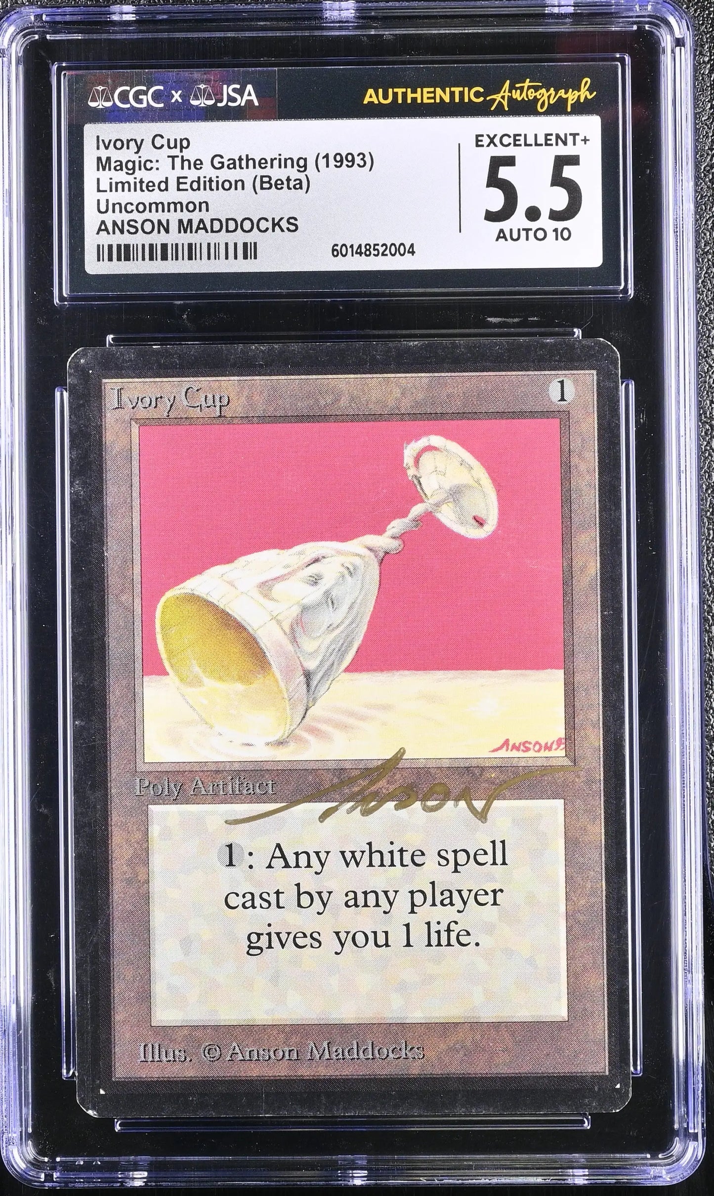 Graded Magic: The Gathering Beta Edition Ivory Cup card autographed by Anson Maddocks