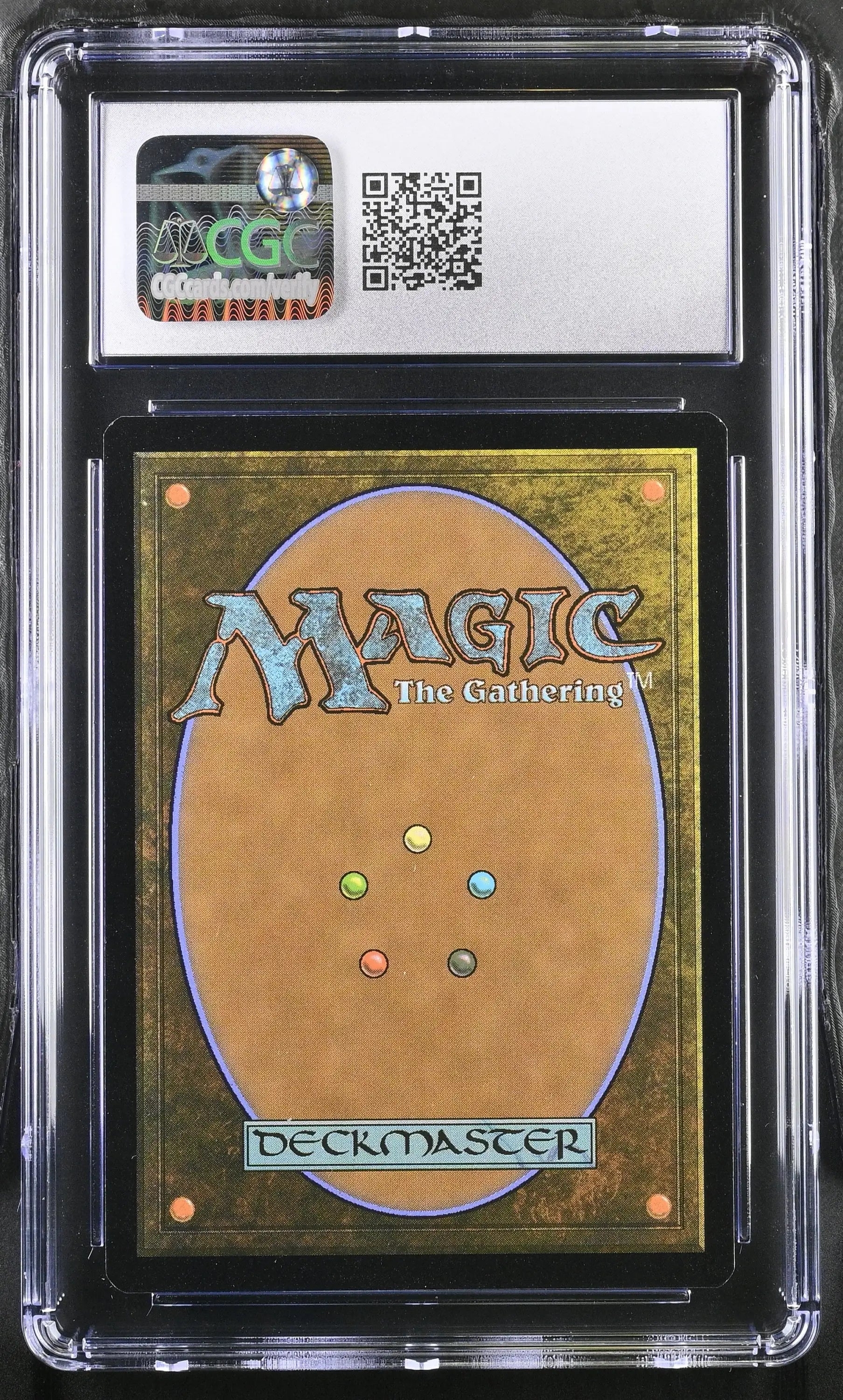 Magic The Gathering card back in a graded case for Happy Holidays trading cards