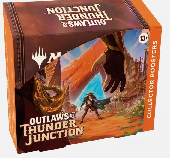 Collector booster box for Magic: The Gathering Thunder Junction set displayed