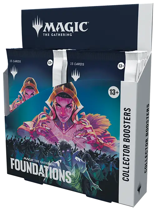 Magic The Gathering Foundations Collector Booster Box with vibrant pink and purple artwork