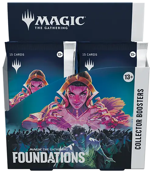 Magic The Gathering Foundations Collector Booster Box with pink-tinted fantasy art