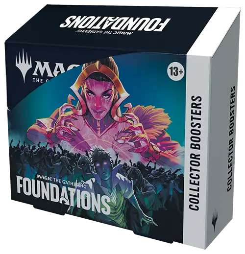 Magic The Gathering Foundations Collector Booster Box with fantasy character artwork