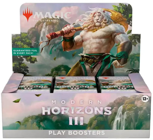 Magic The Gathering Modern Horizons 3 Booster Box featuring muscular figure with hammer