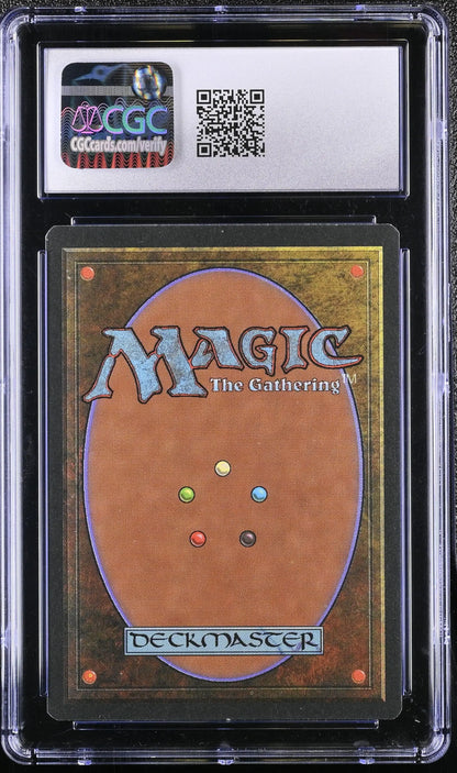 Magic: The Gathering Revised Edition card back in protective case with QR code label