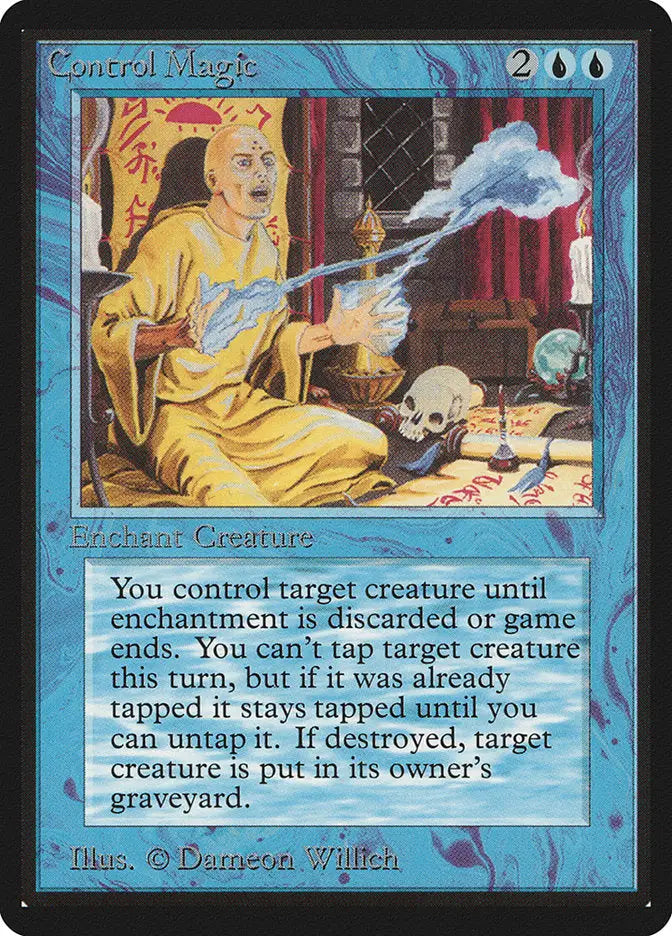 Control Magic Beta Edition card artwork of a figure casting a spell near a skull