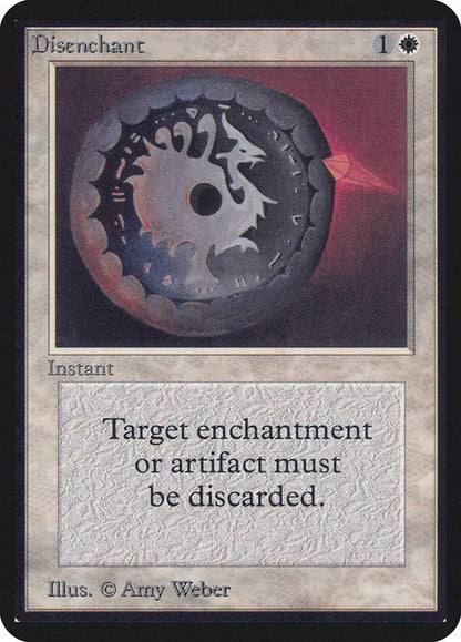 Circular metallic object with ghostly face, featured in Magic: The Gathering Alpha Edition trading card