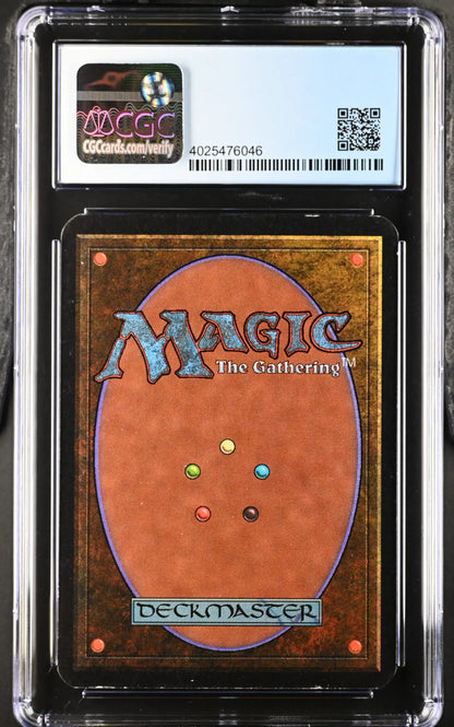 Graded Magic: The Gathering Alpha Edition Drain Life card in protective case