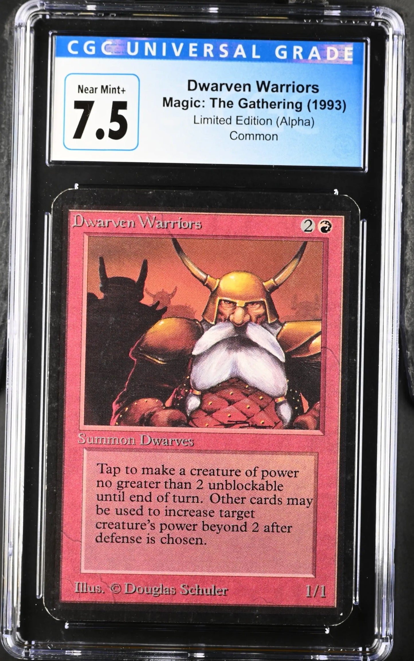 Graded Magic: The Gathering Alpha Edition trading card of a Dwarven Warrior character