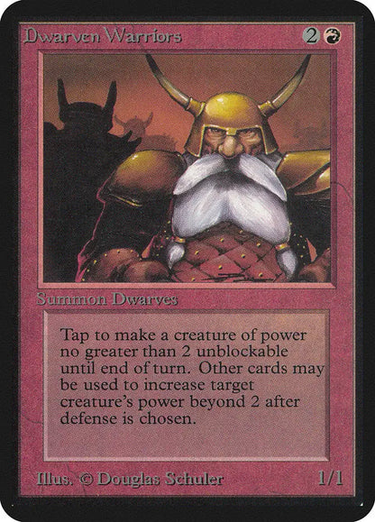 Dwarf warrior in horned helmet and white beard from Magic: the Gathering Alpha Edition trading cards