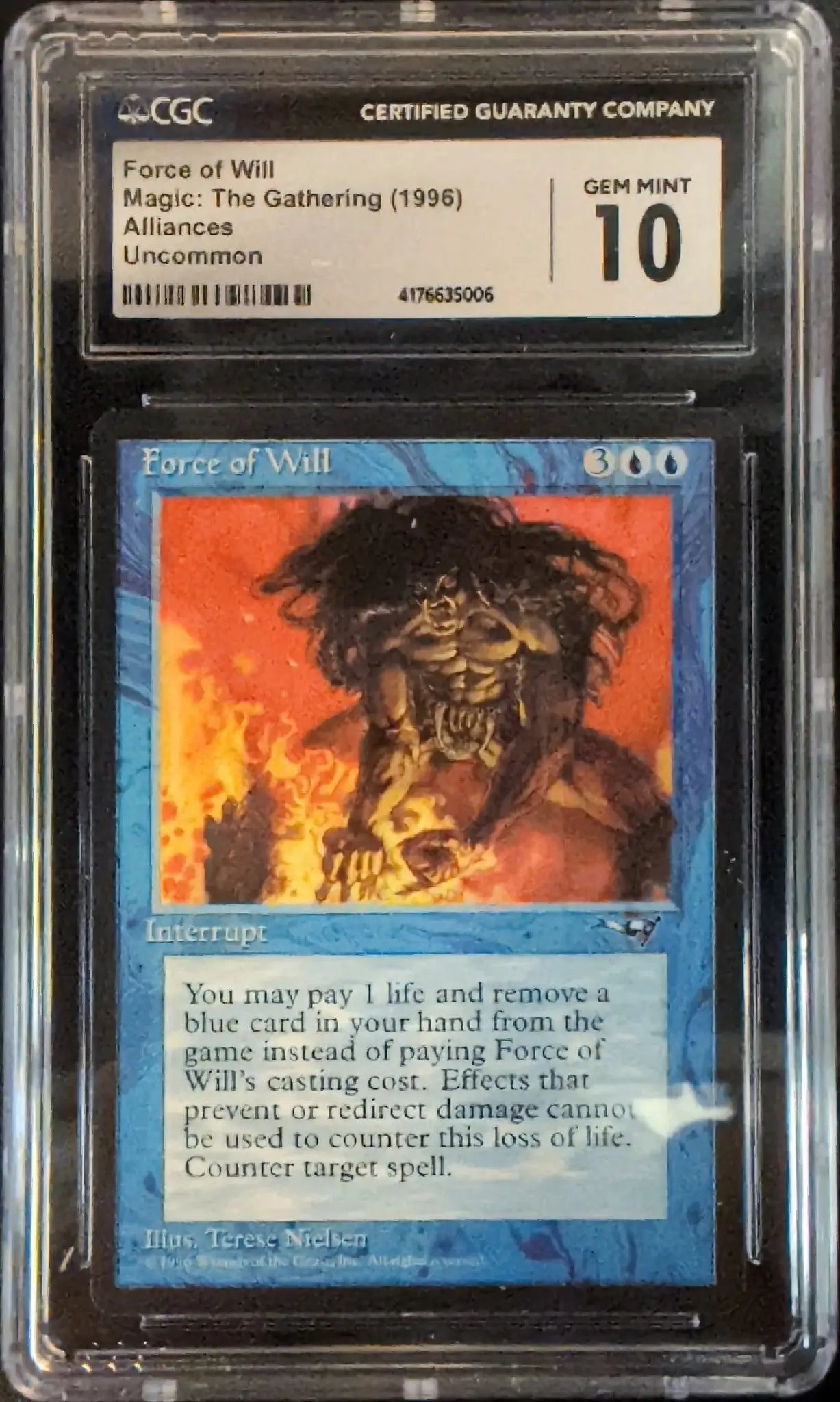 Graded Magic: The Gathering trading card Force of Will CGC 10 in gem mint condition