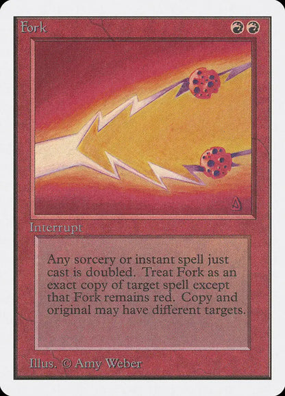 Stylized lightning bolt and pink spheres on Magic: The Gathering Unlimited Edition card