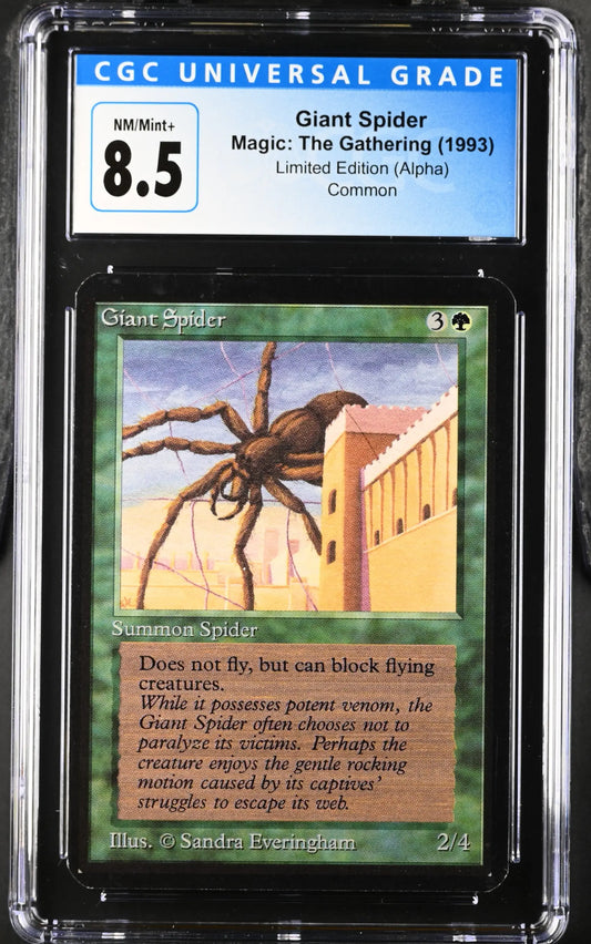 Graded Magic: The Gathering Alpha Edition Giant Spider trading card CGC 8.5 NM/Mint+