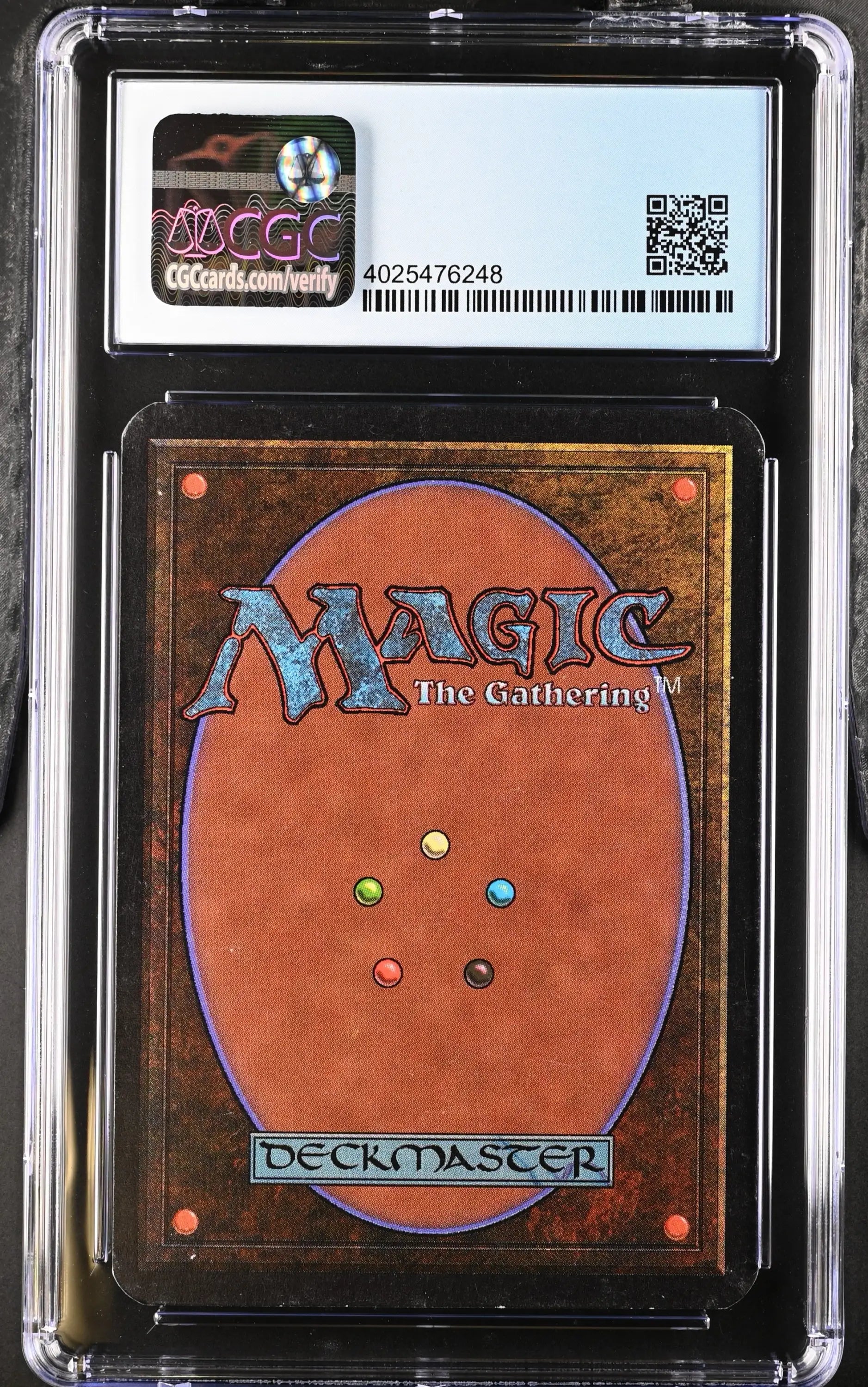 Graded Magic: The Gathering Alpha Edition card back in protective case for collectors