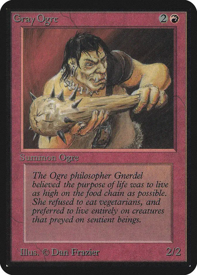 Grotesque humanoid creature with a round object in Magic: The Gathering Alpha Edition card