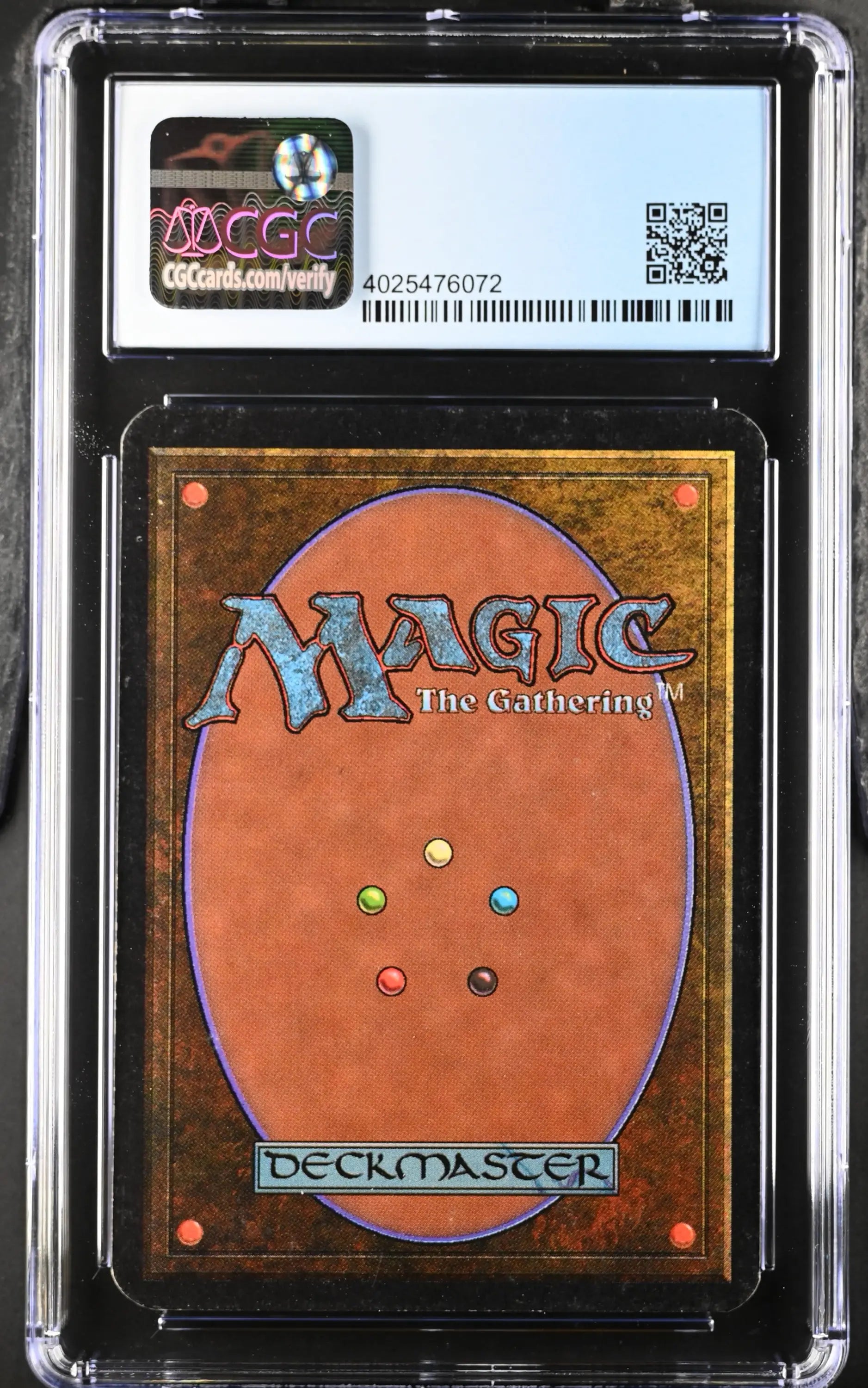 Graded Magic: The Gathering Alpha Edition Green Ward trading card in protective case