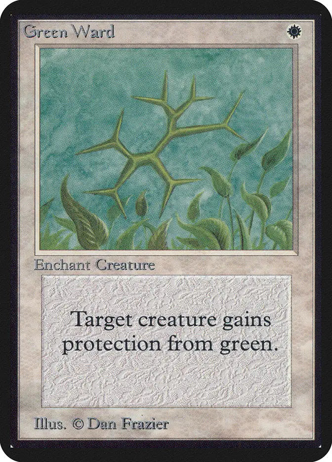 Magic: The Gathering Green Ward Alpha Edition trading card with abstract plant design