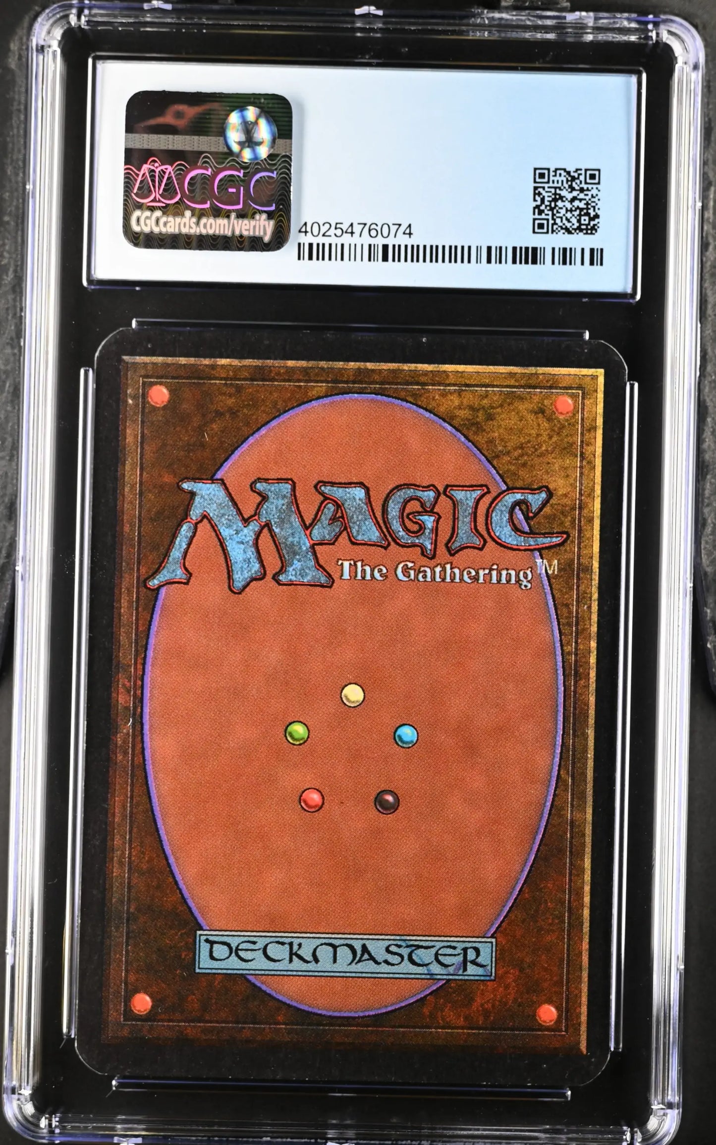 Graded Magic: The Gathering Alpha Edition card back in protective holder for collectors