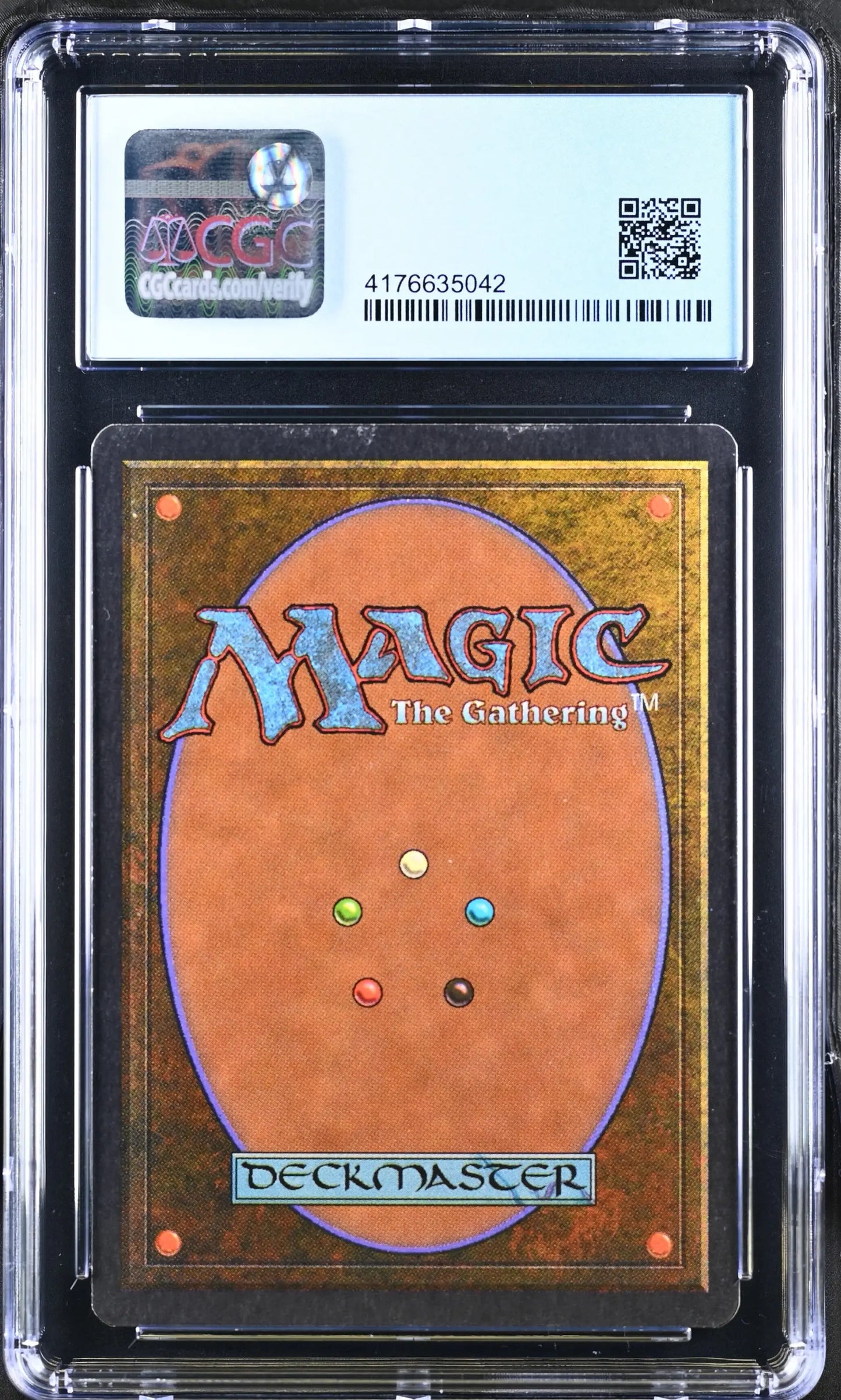 Graded Magic: The Gathering card back in protective case for trading cards collectors