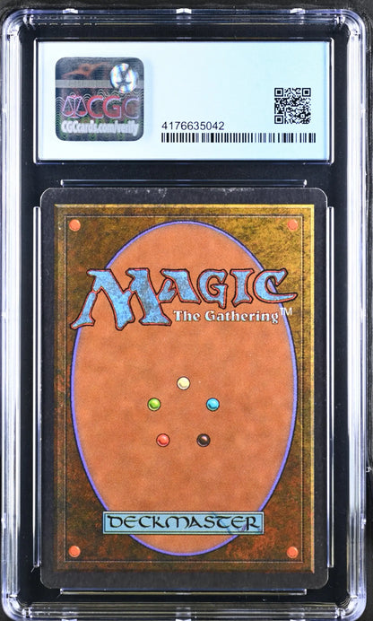 Graded Magic: The Gathering card back in protective case for trading cards collectors