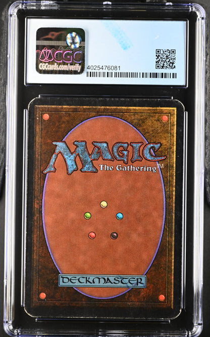 Graded CGC 6.5 EX/NM+ Magic: The Gathering Alpha Edition card in protective case