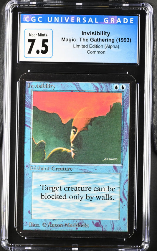 Graded Magic: The Gathering Alpha Edition Invisibility card CGC 7.5 Near Mint+ collectible