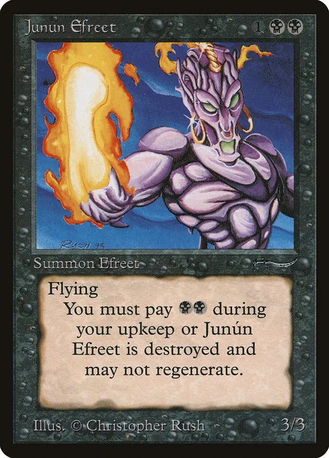 Purple alien creature with glowing energy in Magic: The Gathering Arabian Nights trading card