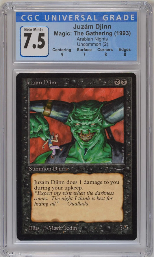 Graded Magic: The Gathering trading card featuring green goblin creature from Arabian Nights