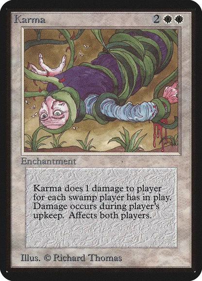 Colorful caterpillar creature among foliage on Magic: the Gathering Alpha Edition trading card