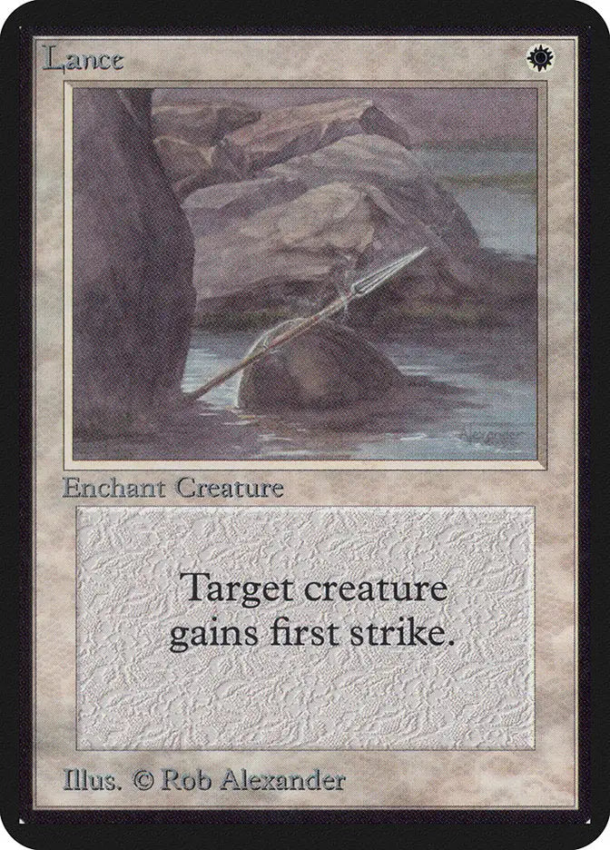 Magic: the Gathering Alpha Edition Lance emerging from water near rocky terrain