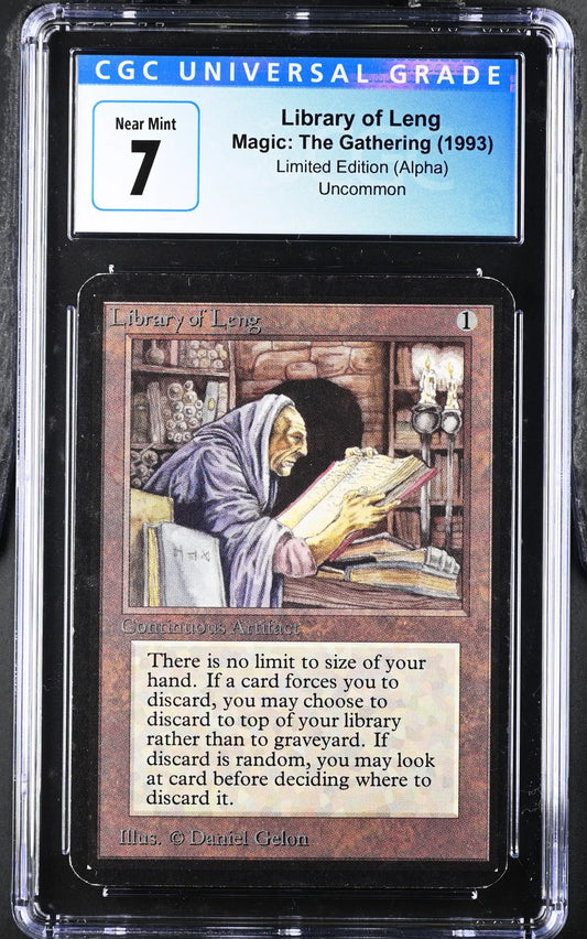 Graded CGC 7 Alpha Edition Magic: The Gathering Library of Leng trading card artwork