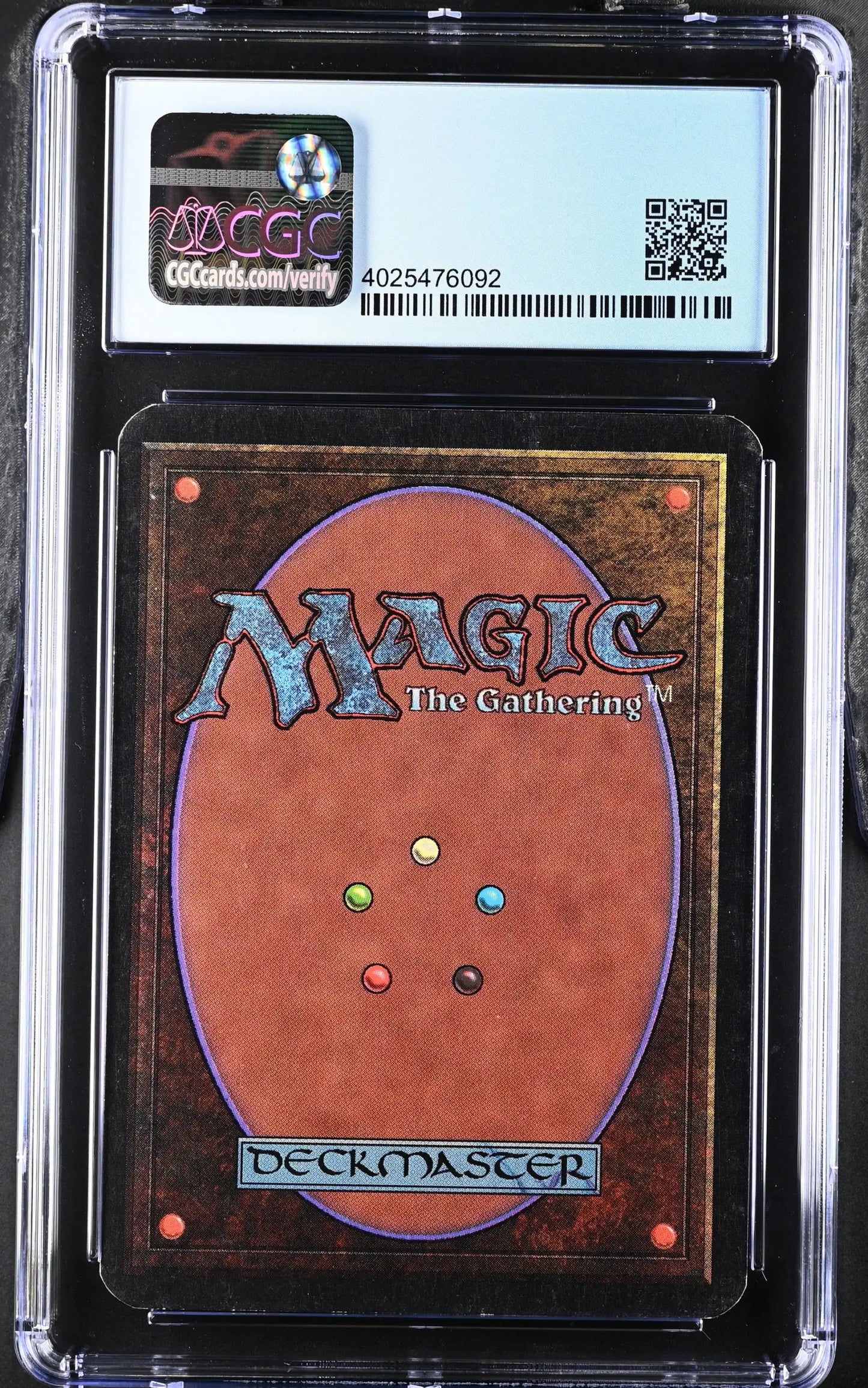 Graded Magic: The Gathering Alpha Edition card back in protective case for trading cards