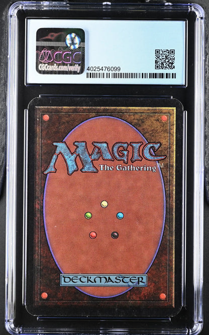 Graded MTG Llanowar Elves Alpha Edition card back in protective case for trading cards