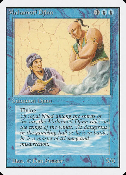 Magic: The Gathering Mahamoti Djinn card from Unlimited Edition, showcasing mystical clouds