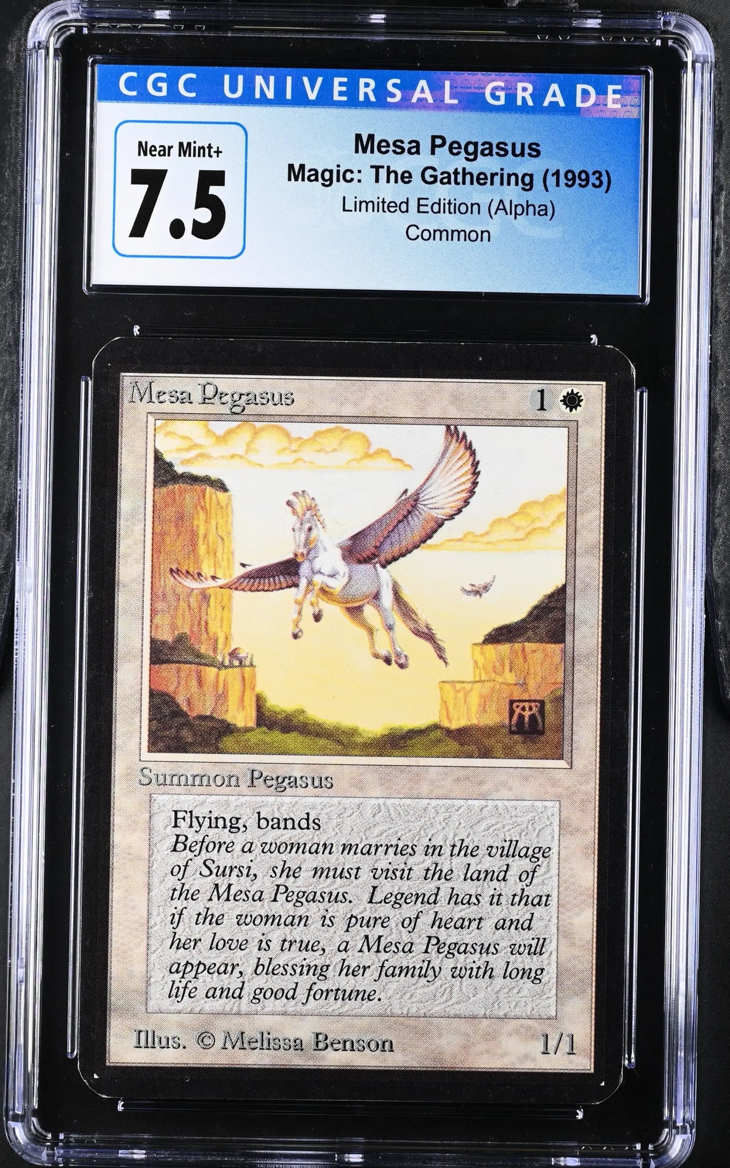 Graded Magic: The Gathering Mesa Pegasus Alpha Edition trading card CGC 7.5 Near Mint+