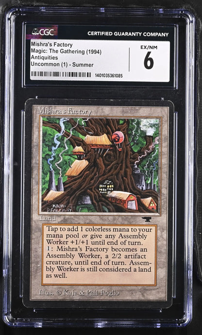 Graded CGC 6 Magic: The Gathering Mishra’s Factory trading card from Antiquities set