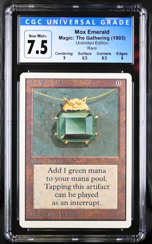 Graded Magic: The Gathering Mox Emerald Unlimited Edition card CGC 7.5 Near Mint+