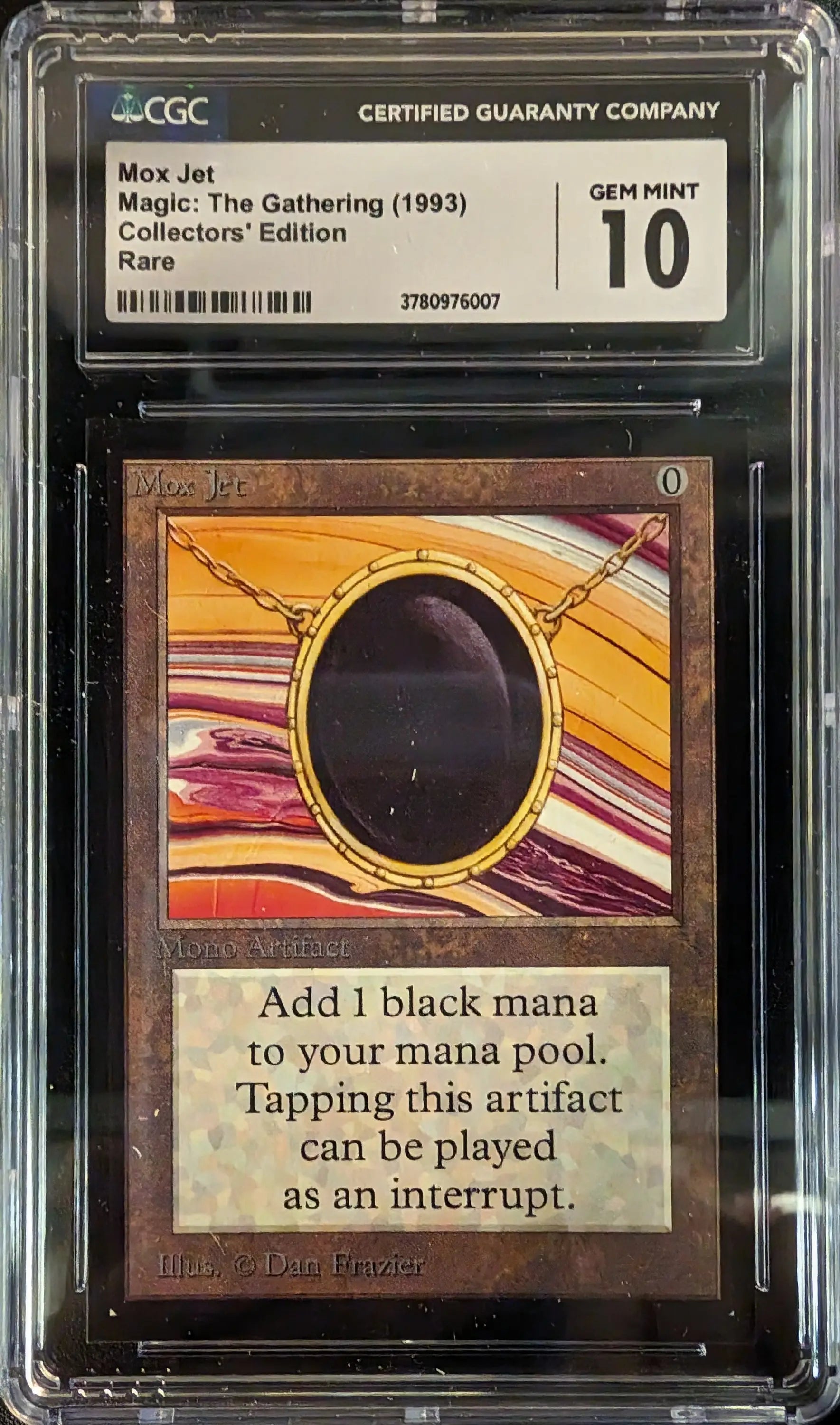 Graded Mox Jet Magic: The Gathering card CGC 10 Gem Mint for trading cards collectors