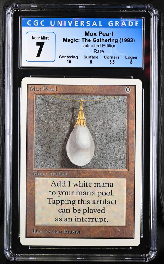 Graded Magic: The Gathering Mox Pearl Unlimited Edition trading card with pearl shape