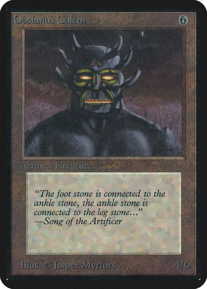 Menacing demonic figure with glowing eyes featured in Magic: The Gathering Alpha Edition trading card