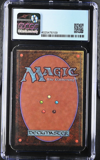 Graded Magic: The Gathering Alpha Edition card back in protective case for collectors