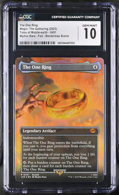 Graded CGC 10 Magic: The Gathering card featuring The One Ring with burden counter