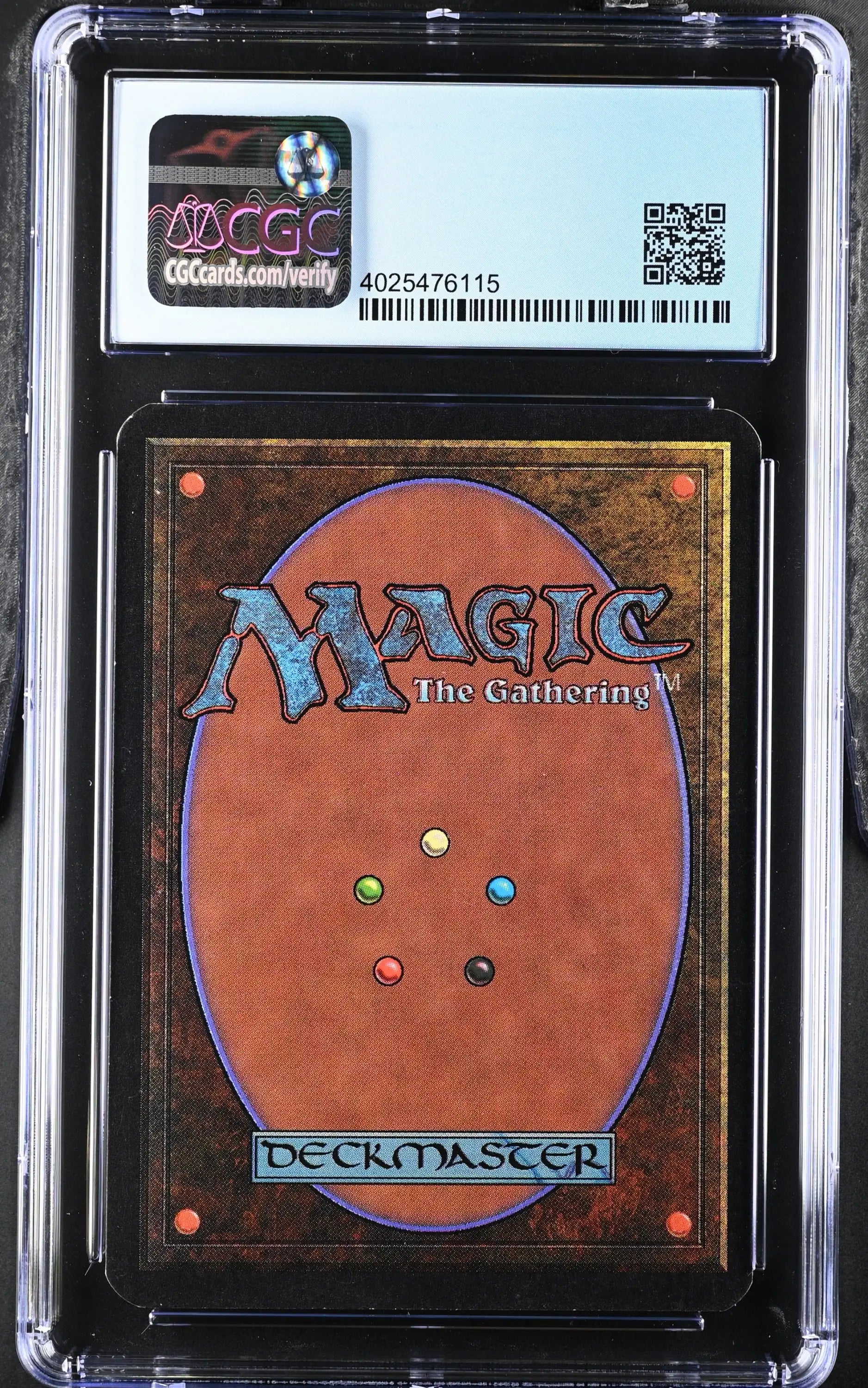 Graded Alpha Edition MTG Paralyze card back in protective case for trading cards