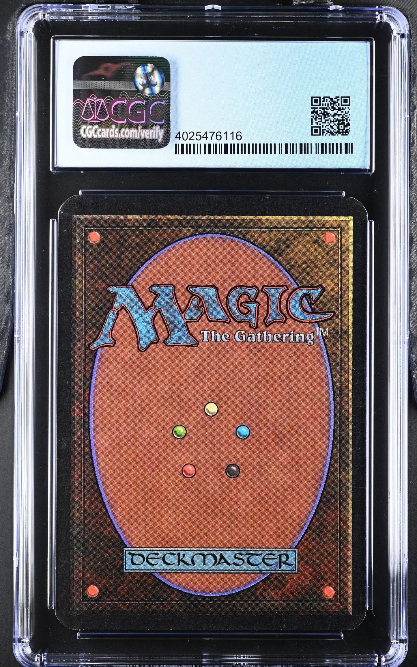 Graded Magic: The Gathering Alpha Edition Pearled Unicorn card in protective case