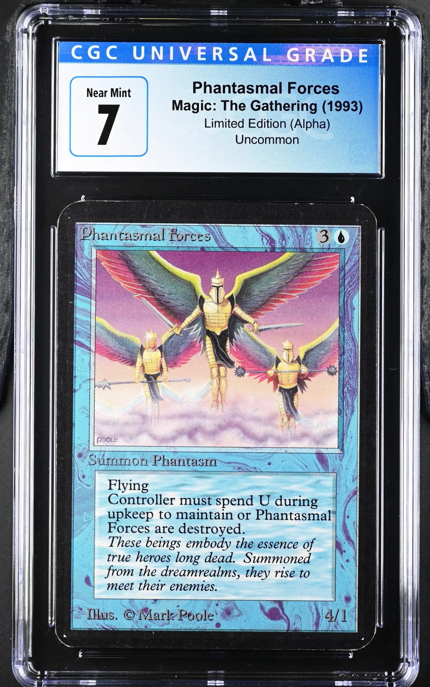 Graded Magic: The Gathering Phantasmal Forces Alpha Edition trading card with winged creatures