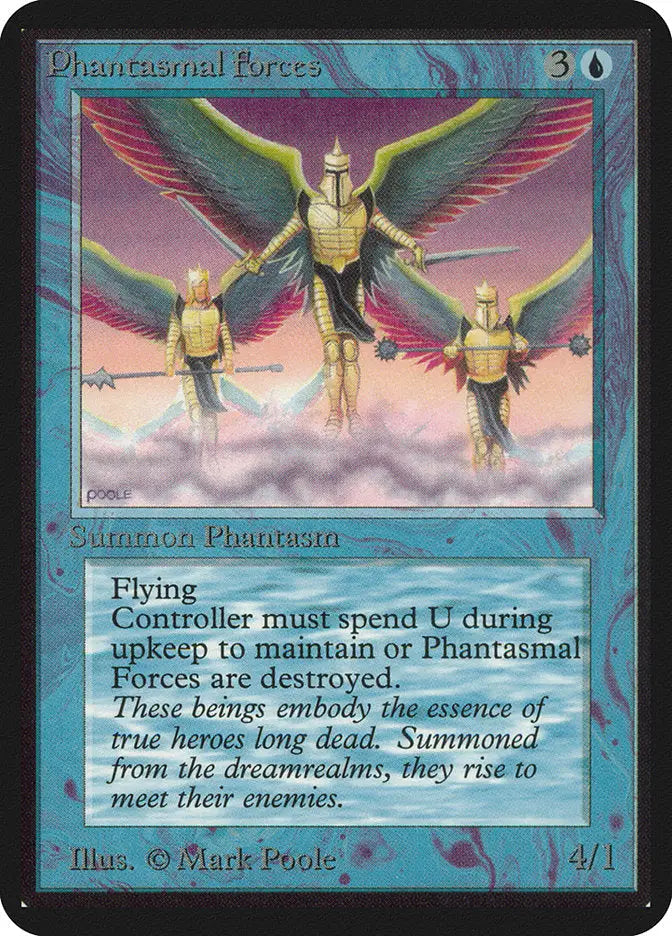 Three golden-armored figures with feathered wings in Magic: The Gathering Phantasmal Forces Alpha Edition